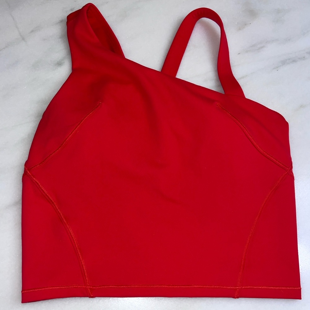 Lululemon Everlux asymmetrical tennis tank top red  sz 2 GUC hot heat